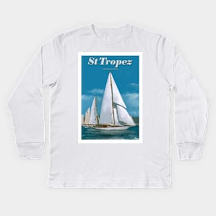 Saint Tropez classic yachts, French Riviera France Kids Long Sleeve T-Shirt